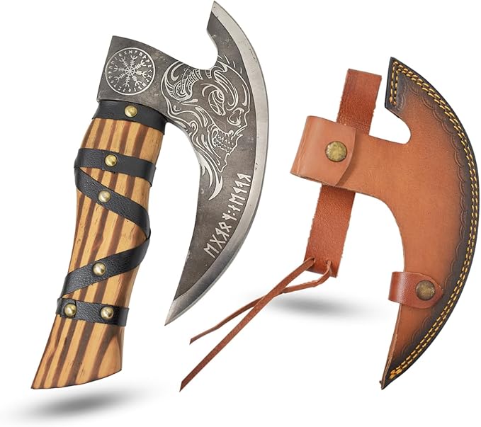 Handmade Artisan Grim Reaper Viking Pizza Axe — 11 Hand-Forged Skull Pizza Cutter