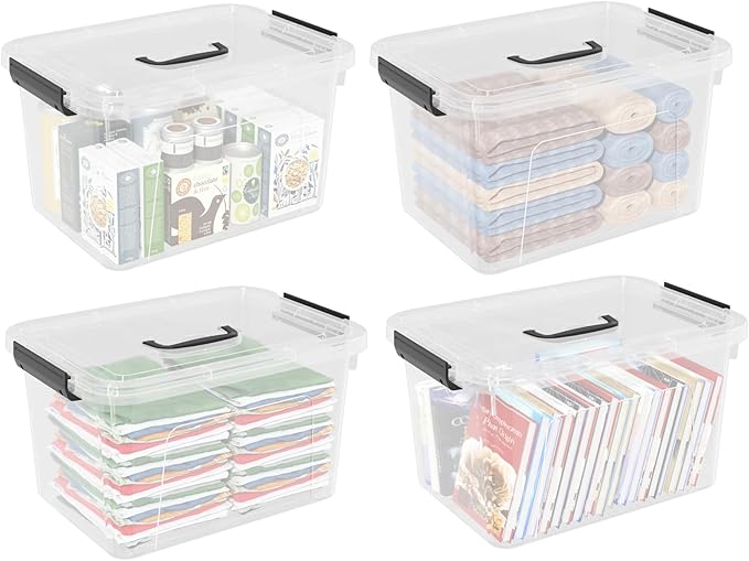 4-Pack 17.5 Quart Clear Storage Box Plastic Storage Bin with Lids