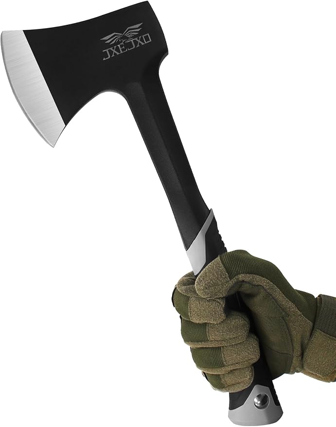 Camping Axe &amp Hatchets 2Pack Set - 14.4 Chopping Axe with Sheath Forged Steel Construction &amp Ergonomic Shock-Absorbing Grip (Grey