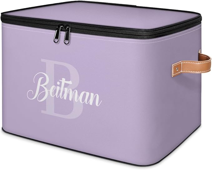 Storage-Bins-with-Lids Handle Customized Closet Stackable Cube Box for Kids-Boys-Girls-Toys Under-Bed Collapsibl Basket 2 Pack