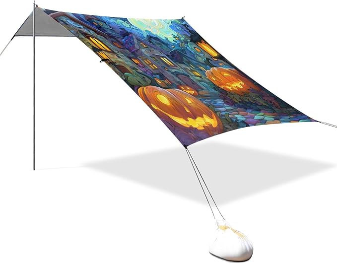 ALAZA Pumpkin House Beach Tent Sun Shelter Portable Canopy Sunshade for Outdoor Camping Picnics Backyard Fun 10x9 ft