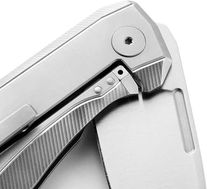 LionSTEEL NANO Titanium Frame Lock Folding Pocket Knife Magnacut Steel Blade Solid Handle Construction Drop Point Made in Italy (Natural Micarta)