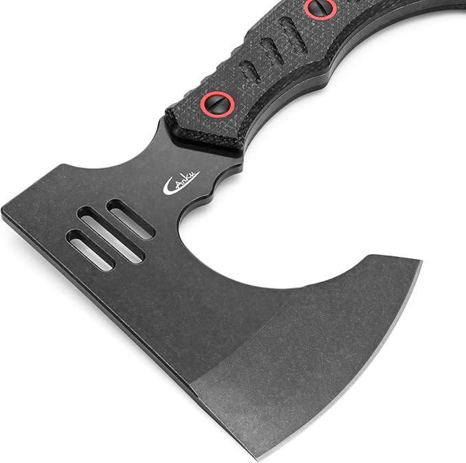 C1391 Camping Axe Camping HatchetDC53 Steel Blade with Micarta Handle Survival Hatchets Bushcraft Axe with Kydex Sheaths for Camping Hiking and Chopping Wood(Black)