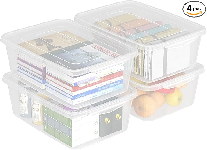 14 Quart Clear Plastic Storage Bin Plastic Latching Containers with Lids 4 Packs