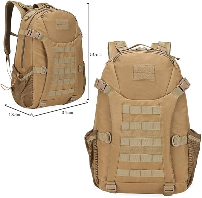 Outdoor Sports Pack Hiking Bag Tactical Rucksack Camo Knapsack Combat Camouflage Tactical Molle 30L Backpack - Black