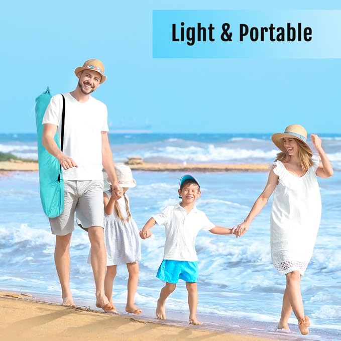 WhiteFang Deluxe Pop Up Beach Tent Sun Shade Shelter for 3-4/5-6 Person UV Protection Extendable Floor with 3 Ventilating Windows Plus Carrying Bag Stakes and Guy Lines