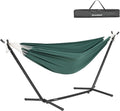 EchoSmile Double Hammock with Detachable Stand - 480 lbs Heavy Duty 2 Person Adjustable Hooks Indoor Outdoor Stand Hammock Durable Steel Frame Green