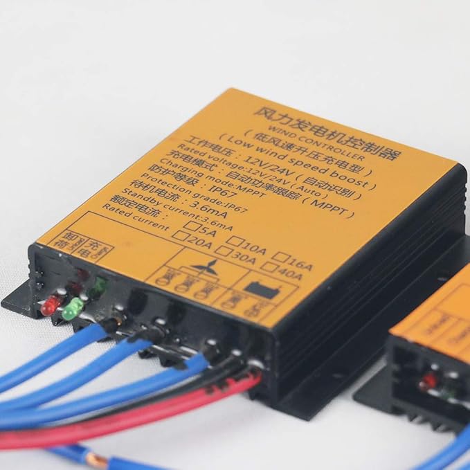 100-800W Wind Controller 12V 24V 48V Water Proof 10A 20A MPPT Rectifier Brake Charging Rectifier Bridge Sliver for Wind Turbine Generator (20A 12V/24V AUTO)