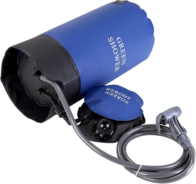PVC Pressure Shower with Foot Pump Lightweight Outdoor Inflatable Shower Pressure Shower Water Bag Outdoor Beach Camping Hiking Bathing