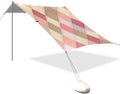 xigua Plaid Beach Tent Sun Shelter with Carrying Bag - Silver Coated Oxford Fabric Beach Canopy for Beach Camping Fishing - Includes Windproof Ropes Sandbags &amp Stakes