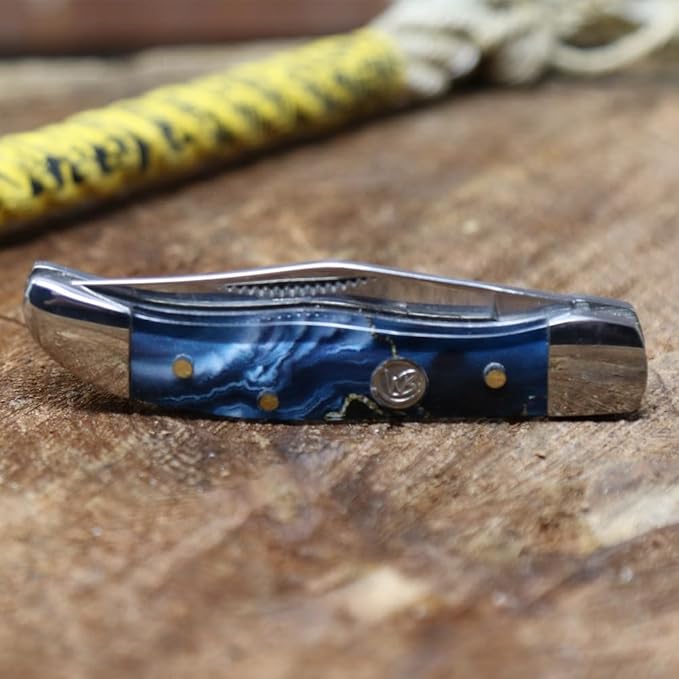 WHISKEY BENT HAT CO. Mini Hunter Folding Pocket Knife 2.75 Closed Length 440C Stainless Steel Blade (Gold Rush)