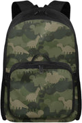Green Camo Backpack with Lunch Box Dinosaur Bookbag with Adjustable Shoulder Strap Lightweight School Bag for Men Lightweight Satchel Bag for Travel