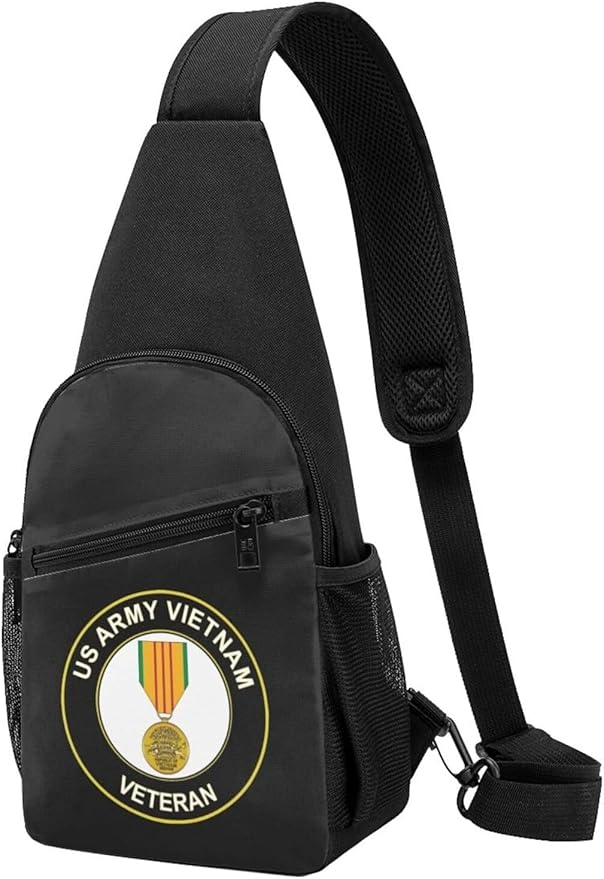 US Army Vietnam Veteran Medal Chest Pack Leisure Shoulder Crossbody Chest Bag