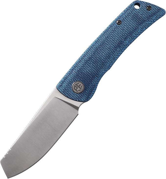 Petrified fish PFE05 Flavorist3.15 K110 Satin Blade 94g Micarta Handle Front Flipper Liner lock Folding knife (Blue)