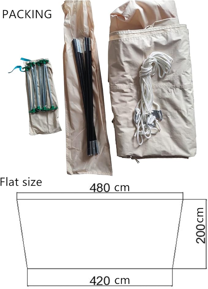 DANCHEL OUTDOOR Waterproof Bell Tent Awning 4 Season Camping Tarp – Portable Canopy Cover with Poles Lightweight Glamping Accessories Rectangle