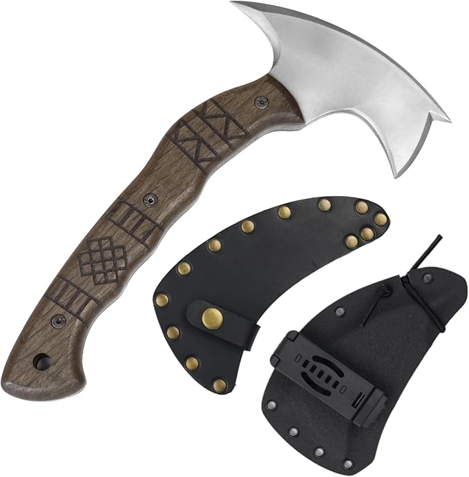 AncientSmithy Compact Tactical Tomahawk 11 Full Tang Camping Axe with Sheath Small Survival Hatchet Bushcraft Tomahawks for Outdoor with Spike