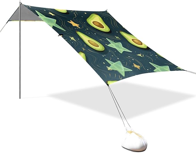 ALAZA Avocado Star Starrry Beach Tent Sun Shelter Portable Canopy Sunshade for Outdoor Camping Picnics Backyard Fun 10x9 ft