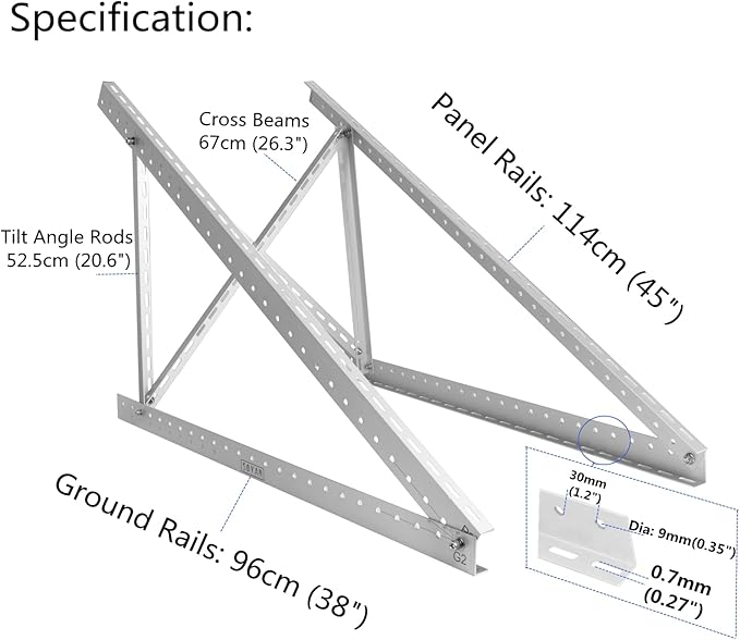 45 Solar Panel Mount Bracket for 100-400 Watts Solar Panel with Enhanced Cross Beams Suitable for Roof RV Ground Boat etc.