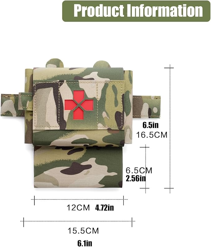Mini IFAK Med Pouch Rapid Deploy MOLLE Medical First Aid Kit Micro Trauma Pouch Compatible with Vest Backpack Belts
