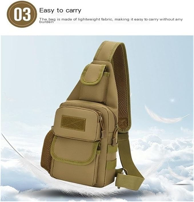 Tactical Chest Pack Modular Strap System Camouflage Sling Bag for Outdoor(Camel-green)