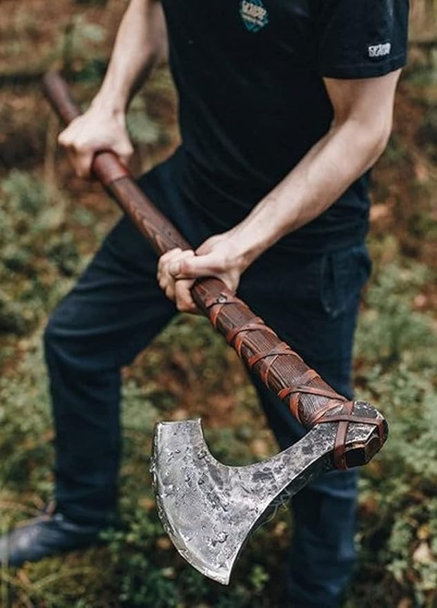 Axes Handmade Viking Axe Hatchet Norse Axe- 40 Long Two-Handed Berserker Axe Forged Axe - Bearded Axe - with Sheath(AB-001)