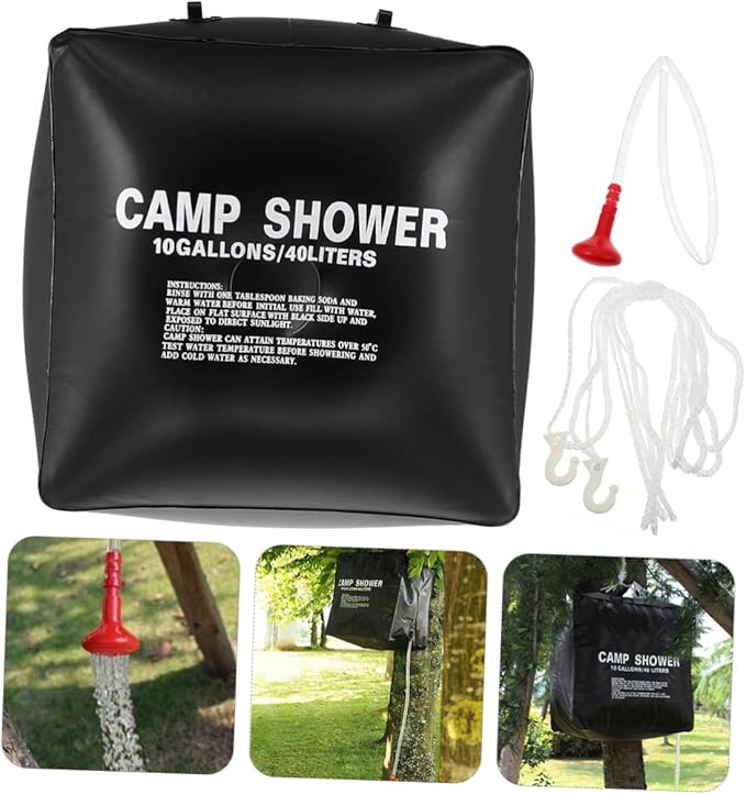 GANAZONO 1set Solar Shower Bag Outdoor Camping Water Heating Pouch for Hiking BBQ Travel and More Material Includes Nozzle and Hose