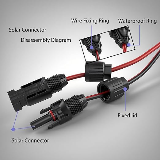 Solar to XT60i Extension Cable 25FT 12AWG Solar Charge Cable Solar Panel Connector to XT60i Adapter Compatible for EcoFlow River Delta Anker SOLIX Power Station
