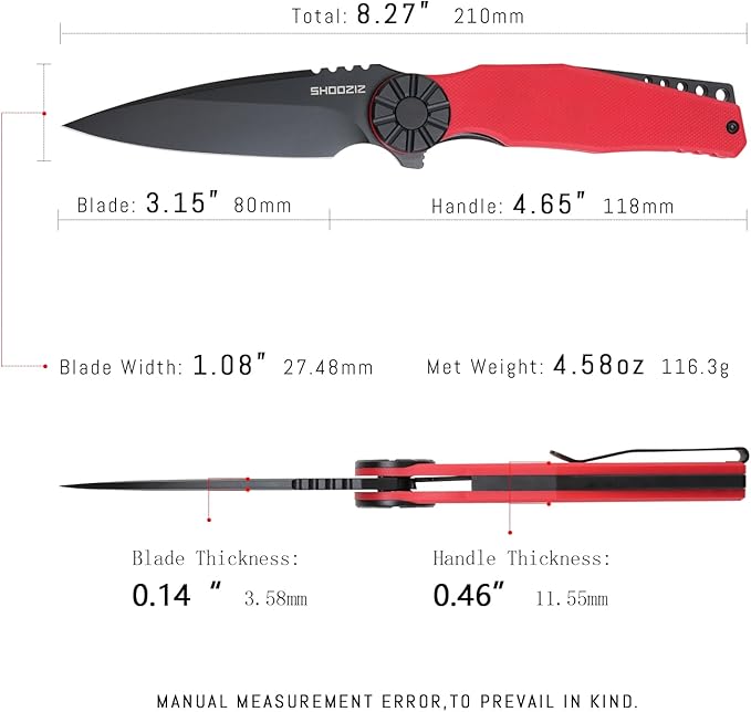 EDC Knives - Folding Pocket Knife For 3.15 DC53 Steel PVD Blade Aluminum Bolster + Red G10 with Clip for Man Camping KILA-RGB.