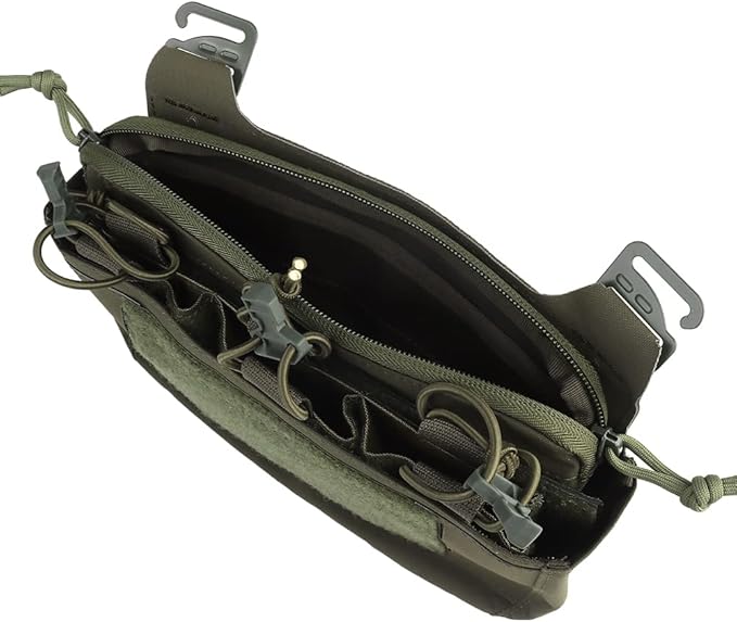Removable Tactical G-Hook Front Flap Double Stack Abdominal Fanny Pack with 5.56mm Triple Magazine Insert and Kangaroo Pouch