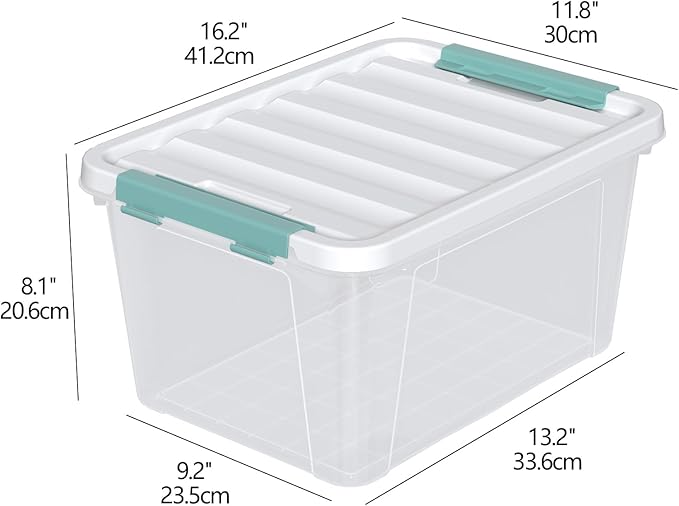 20 Quart Storage Box Bins with Lids Clear Plastic Latch Totes for Storage 6 Packs