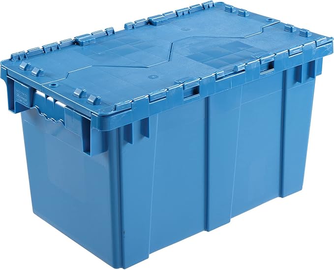 Global Industrial Distribution Container With Hinged Lid 22-3/8x13x13 Blue