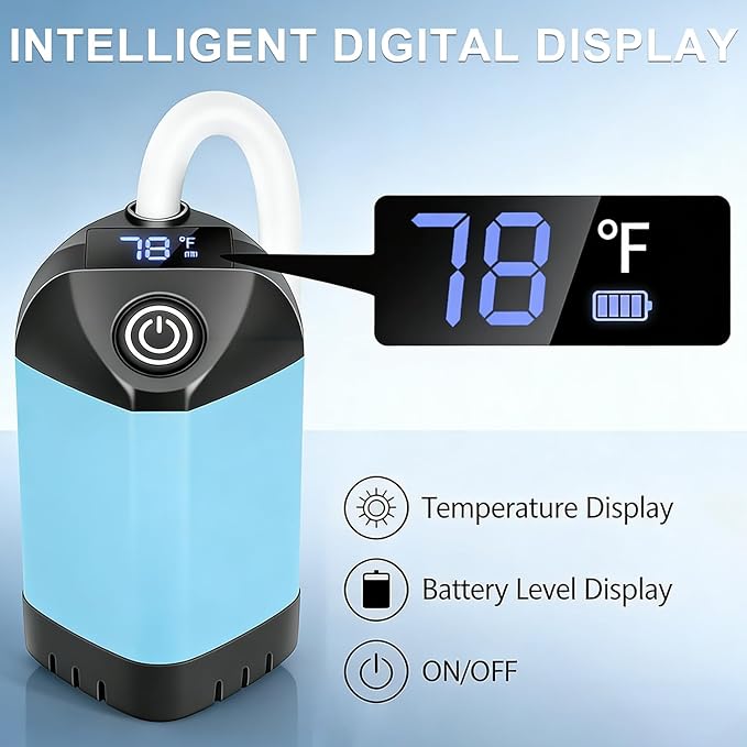 B013 Portable Shower Pump for Camping – 7800mAh Long-Lasting &amp Quiet Outdoor Shower with LED Display IPX8 Waterproof Outdoor Shower for Pet Bath Car Wash &amp RV
