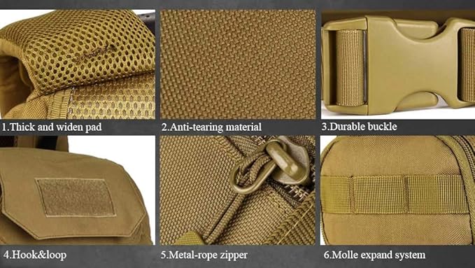 Jungle Leopard 40L Travel Rucksack Tsctical Backpack Army Molle Outdoor Sport Bag Men Camping Hiking Military (Color : S427-40L-T)