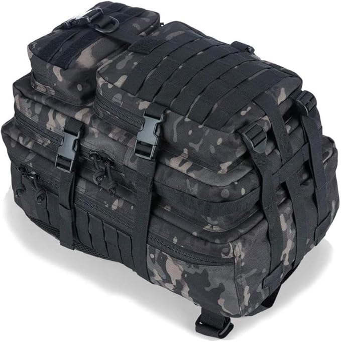 REEBOW GEAR Military Tactical Backpack for Men Large 34L Army 3 Day Assault Pack Molle Bag Backpacks (34L Black Camouflage)