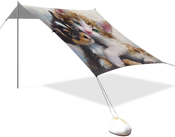 ALAZA Cats Dogs Hug Beach Tent Sun Shelter Portable Canopy Sunshade for Outdoor Camping Picnics Backyard Fun 10x9 ft