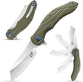 Eafengrow EF919 Folding Knife with Pocket Clip D2 Steel Blade G10 Handle EDC Tool Outdoor Knives for Camping Fishing Hiking(Green)