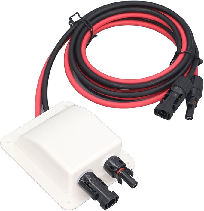 Walfront Solar Double Cable Entry Gland Pass Through Weatherproof Housing Plate Box with 2m 10AWG Extension Cord for Boats Yachts RV Roofs