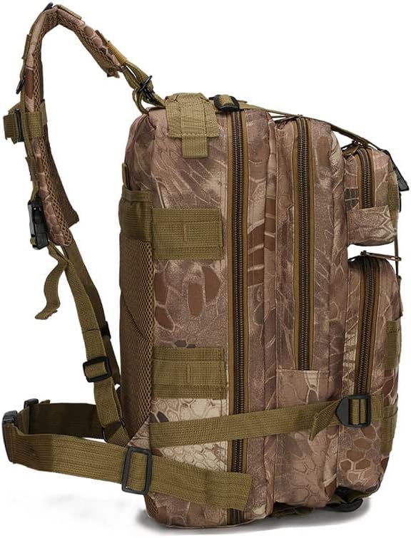 Outdoor Sports Pack Hiking Bag Tactical Rucksack Camo Knapsack Combat Camouflage Tactical Molle 25L 3P Backpack - Tan