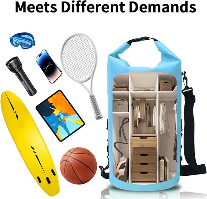 Waterproof Dry Bag for Women Men 30L Roll Top Lightweight Dry Storage Bag Backpack for Travel Swimming Boating Camping Picnic Kayaking Hiking Skiing Camping and Beach