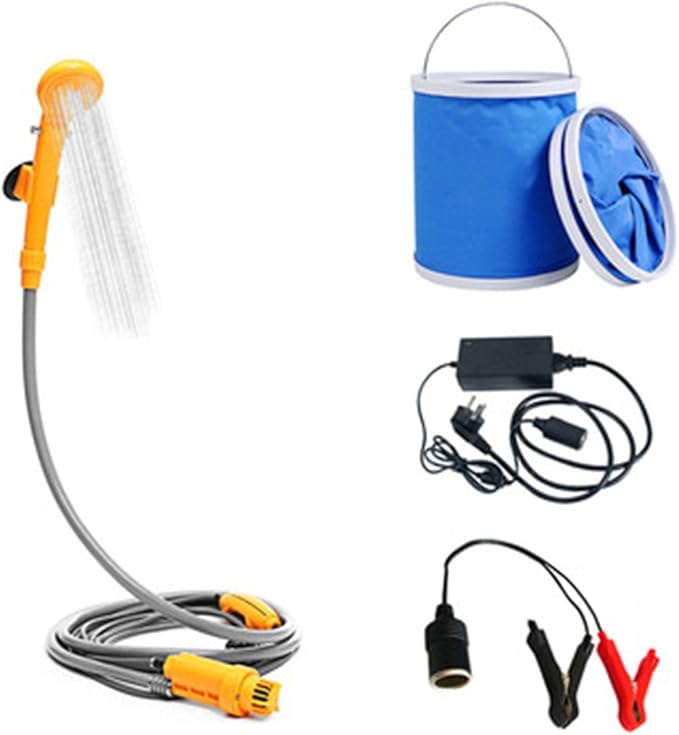 Camping Car Shower 12V Electric Outdoor Shower KitPortable Camping Outdoor Shower for Camping and Car WashingPet Washing (C)