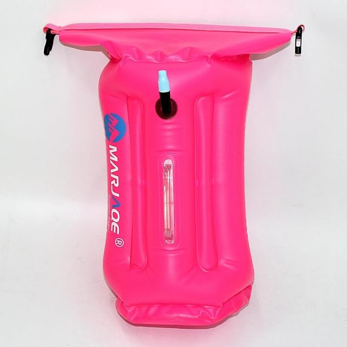Swim Buoy 20L Sturdy Portable Roll Top PVC Waterproof Storage Bag for Rafting Canoeing Surfing Beach Hiking Rose Red