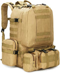 Tactical Backpack Military Army Rucksack 60L Large Assault Pack Detachable Molle Bag (Mud)