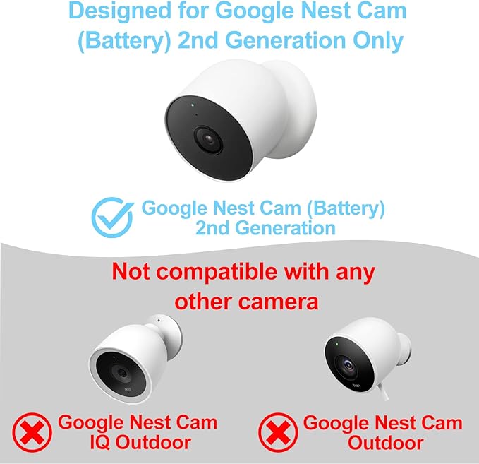 Solar Panel for Google Nest Camera Compatible with Nest Cam Outdoor &amp Indoor (Battery Version) Continuous Solar Power 360° Adjustable Mount 10FT Charging Cable All-Weather Durable 2 Pack