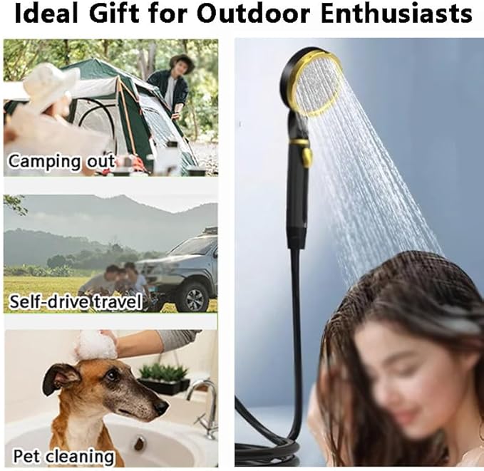 Portable Camping Shower 7800/9000mAh Rechargeable Camping Shower with Intelligent Digital Display Outdoor Camp Pump with Power Display for Hiking Travel Car Pet 7800mAhOrange