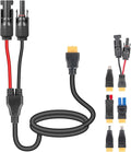 6-in-1 Solar Panel Connector Cable Kit 14AWG Heavy-Duty Weatherproof Extension Multi Output DC5521/7909/8020/XT60 for Portable Power Station RV Camping Generator(3FT)