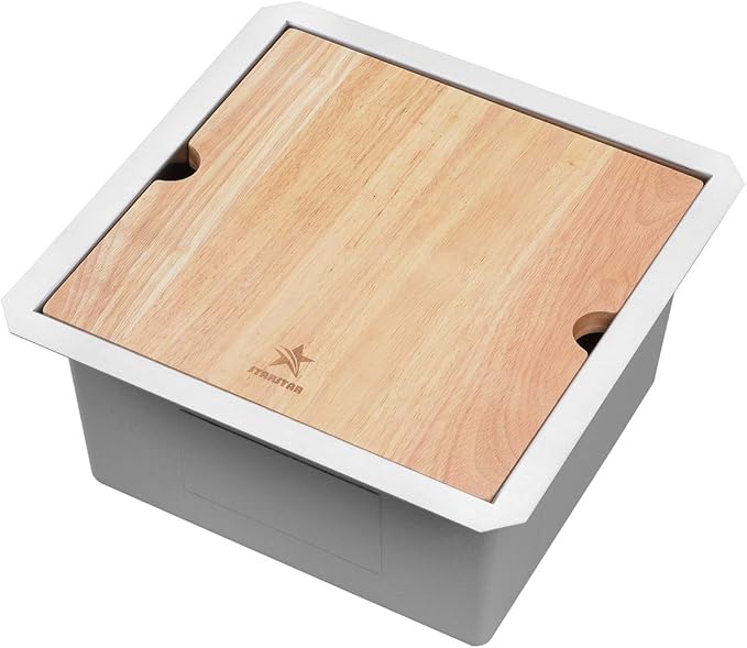 STARSTAR Workstation Ledge Undermount Single Bowl 304 Stainless Steel Kitchen Sink With Grid Cutting Board (15 x 15)