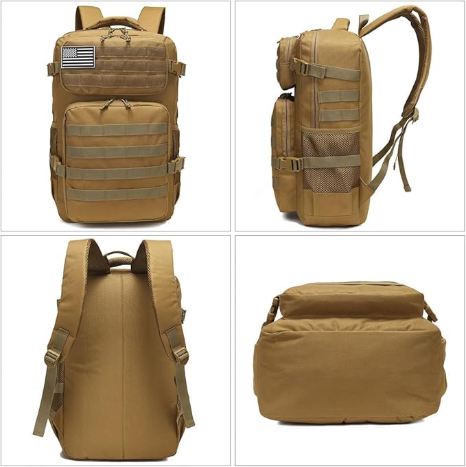 35L Military Tactical Backpacks Molle Army Assault Pack 3 Day Bug Out Bag Hiking Treeking Rucksack (Mud Color)