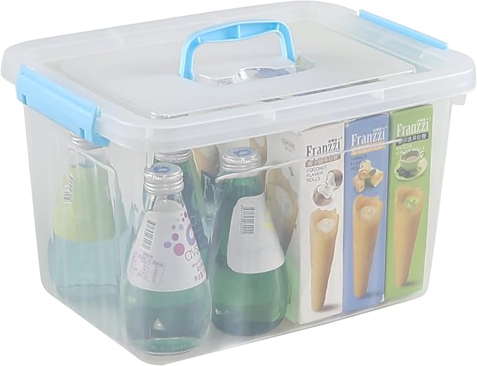 12 Quart Plastic Bin with Handles Clear Latching Storage Box 1 Pack