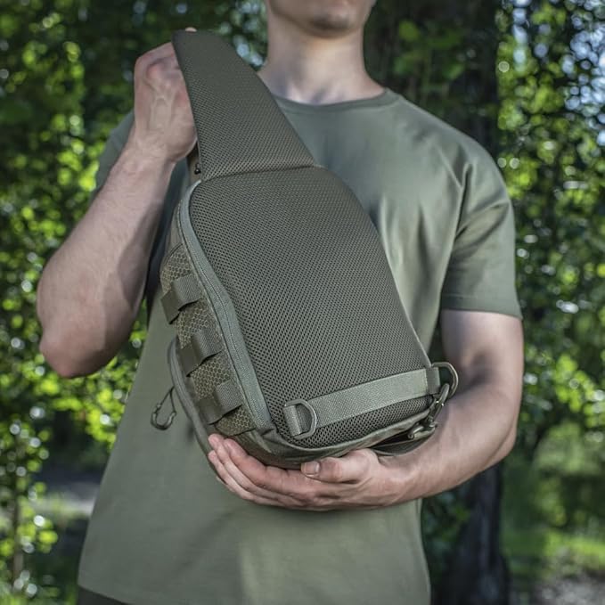 M-Tac Elite Cross Bag Slim - Tactical Crossbody Sling Backpack for Man with CCW Concealed Carry (Coyote Slim)