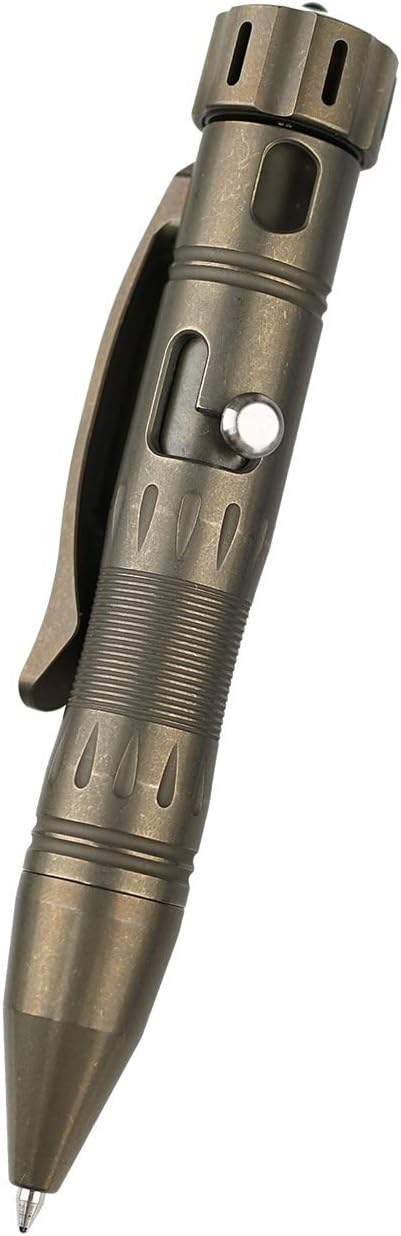 MecArmy TPX10 Mini Titanium Bolt Action Tactical Pen with Replaceable Refill Small EDC Tactical Pen with Stress-Relief Spinner Tail for Office Outdoor Lightweight for Daily Carry (Titanium Bronze)